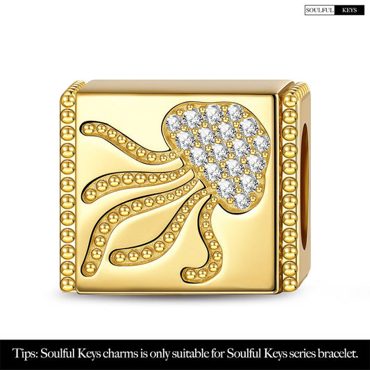 gon- Ethereal Jellyfish Tarnish-resistant Silver Rectangular Charms In 14K Gold Plated