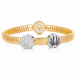 Gleaming Seashell Tarnish-resistant Silver Rectangular Charms In White Gold Plated