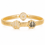 Gleaming Seashell Tarnish-resistant Silver Rectangular Charms In 14K Gold Plated