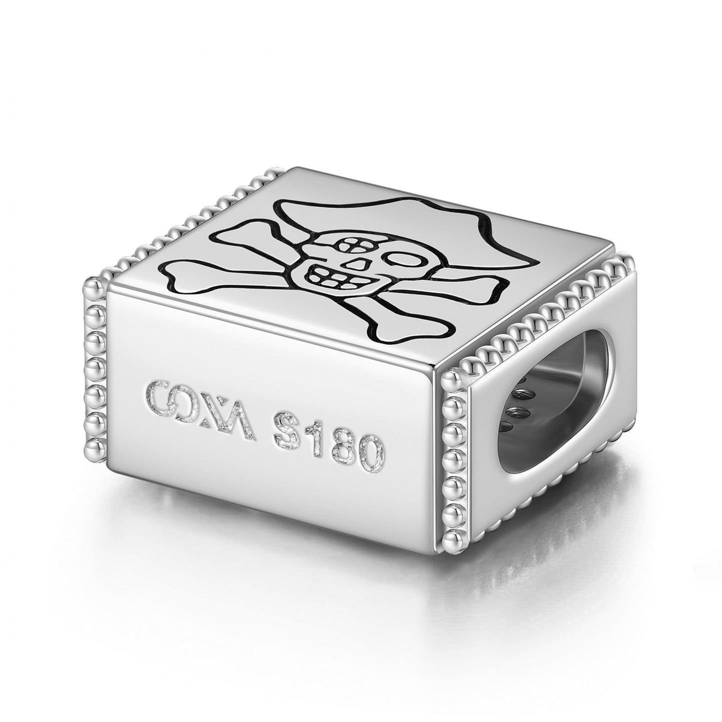 Pirate Captain Tarnish-resistant Silver Rectangular Charms In White Gold Plated