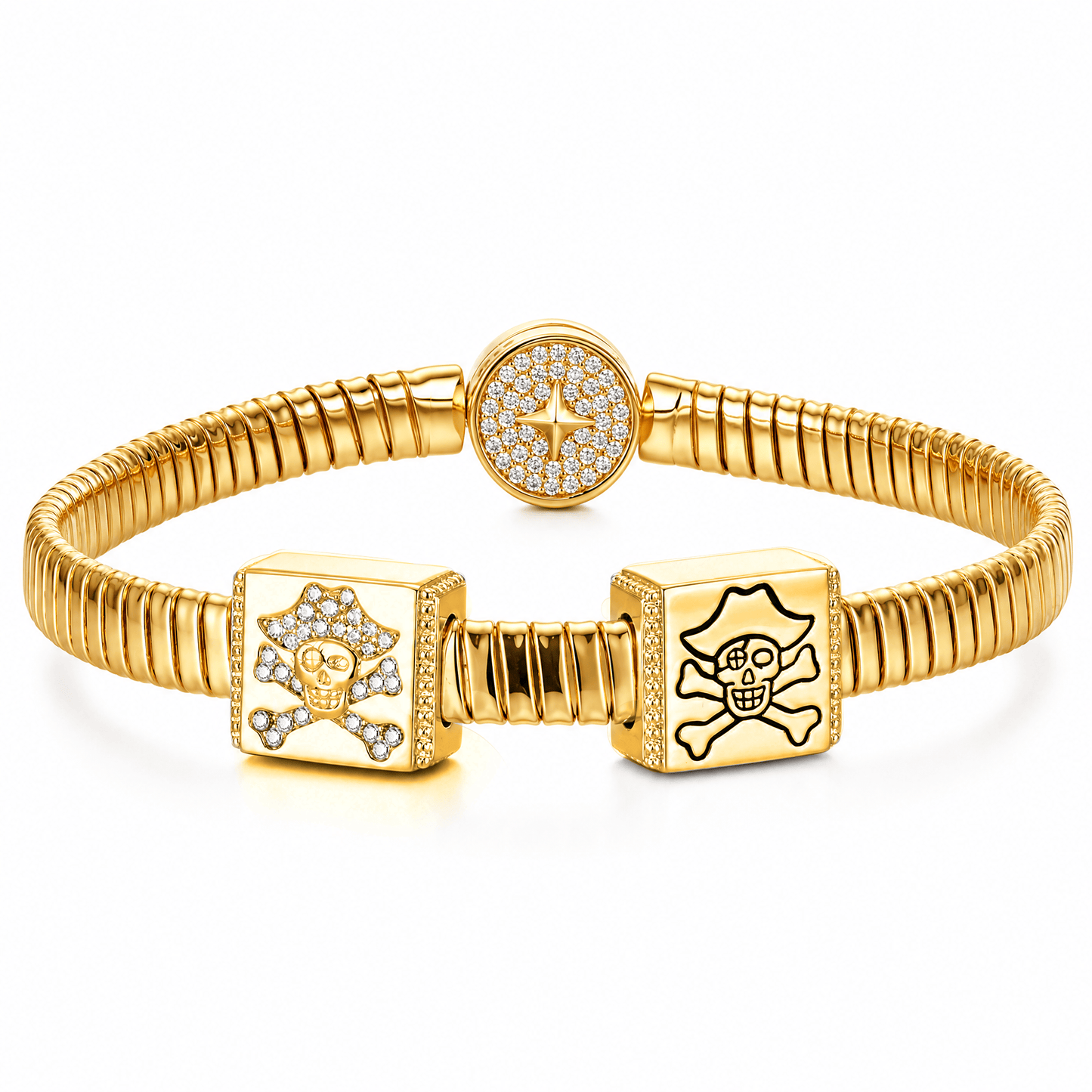 Pirate Captain Tarnish-resistant Silver Rectangular Charms In 14K Gold Plated