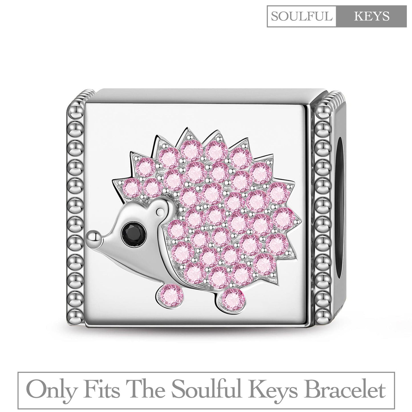 Playful Hedgehog Tarnish-resistant Silver Rectangular Charms In White Gold Plated