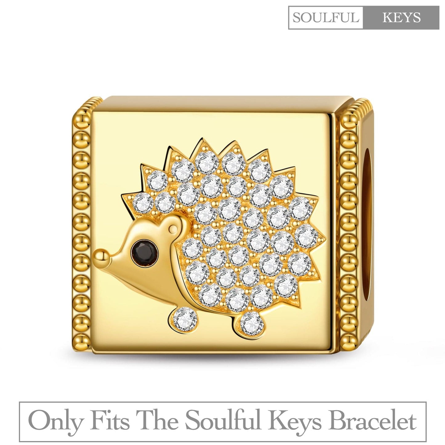 Playful Hedgehog Tarnish-resistant Silver Rectangular Charms In 14K Gold Plated