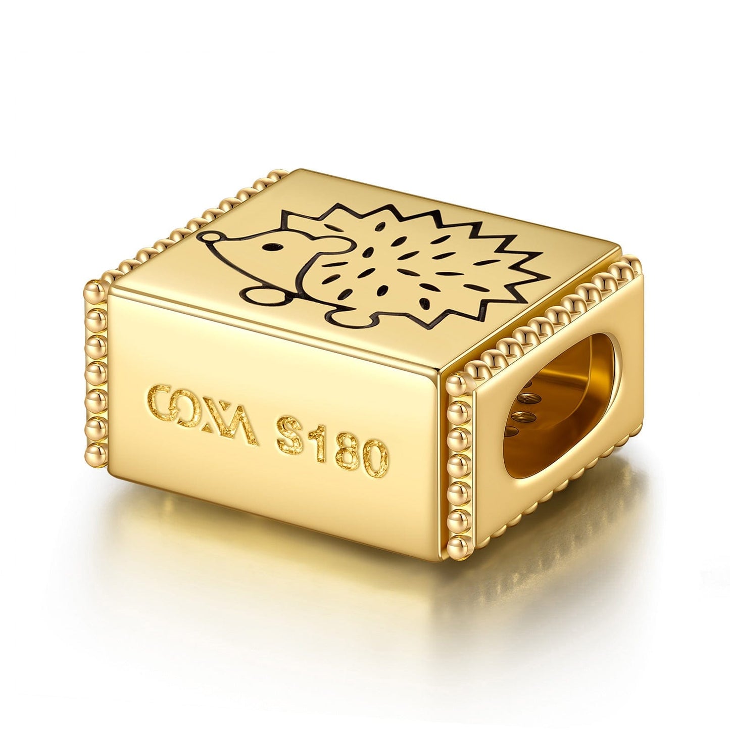 Playful Hedgehog Tarnish-resistant Silver Rectangular Charms In 14K Gold Plated