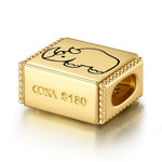 Majestic Rhinoceros Tarnish-resistant Silver Rectangular Charms In 14K Gold Plated