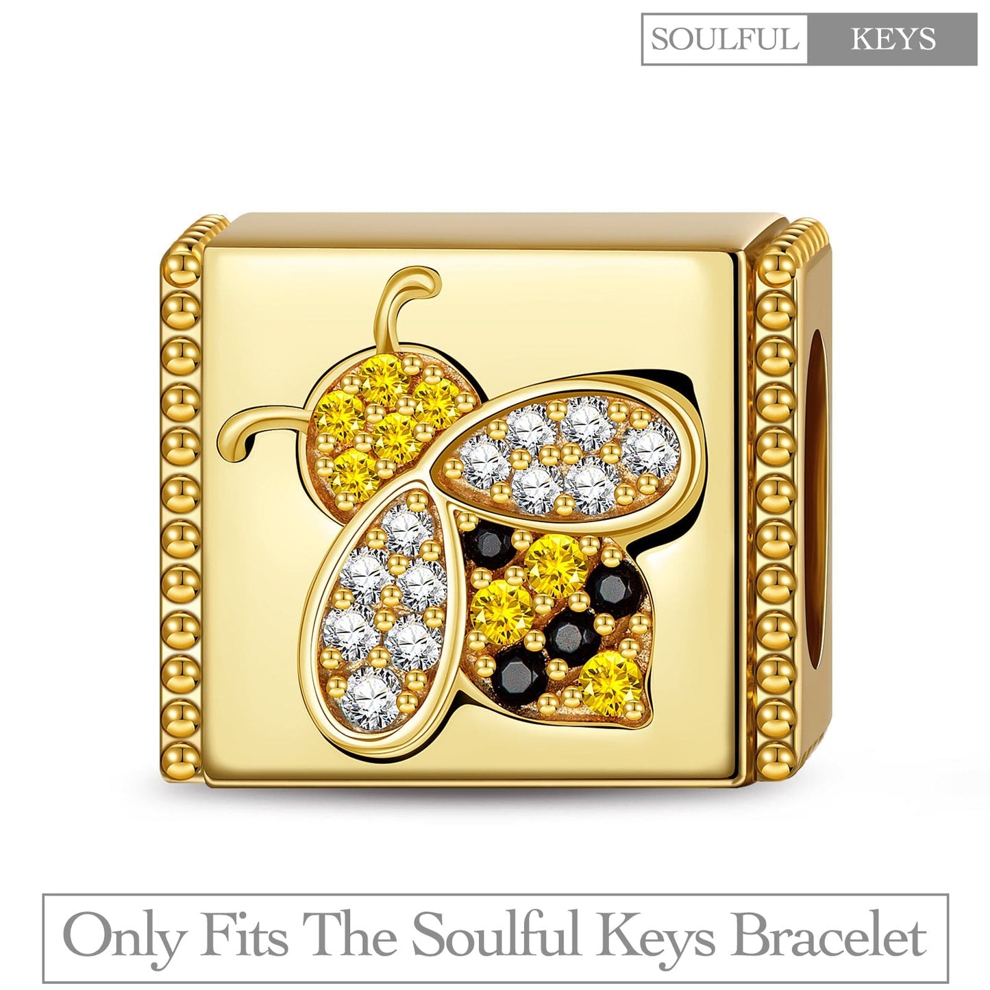 Industrious Bee Tarnish-resistant Silver Rectangular Charms In 14K Gold Plated