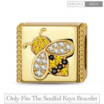 Industrious Bee Tarnish-resistant Silver Rectangular Charms In 14K Gold Plated