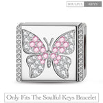 Fluttering Butterfly Tarnish-resistant Silver Rectangular Charms In White Gold Plated