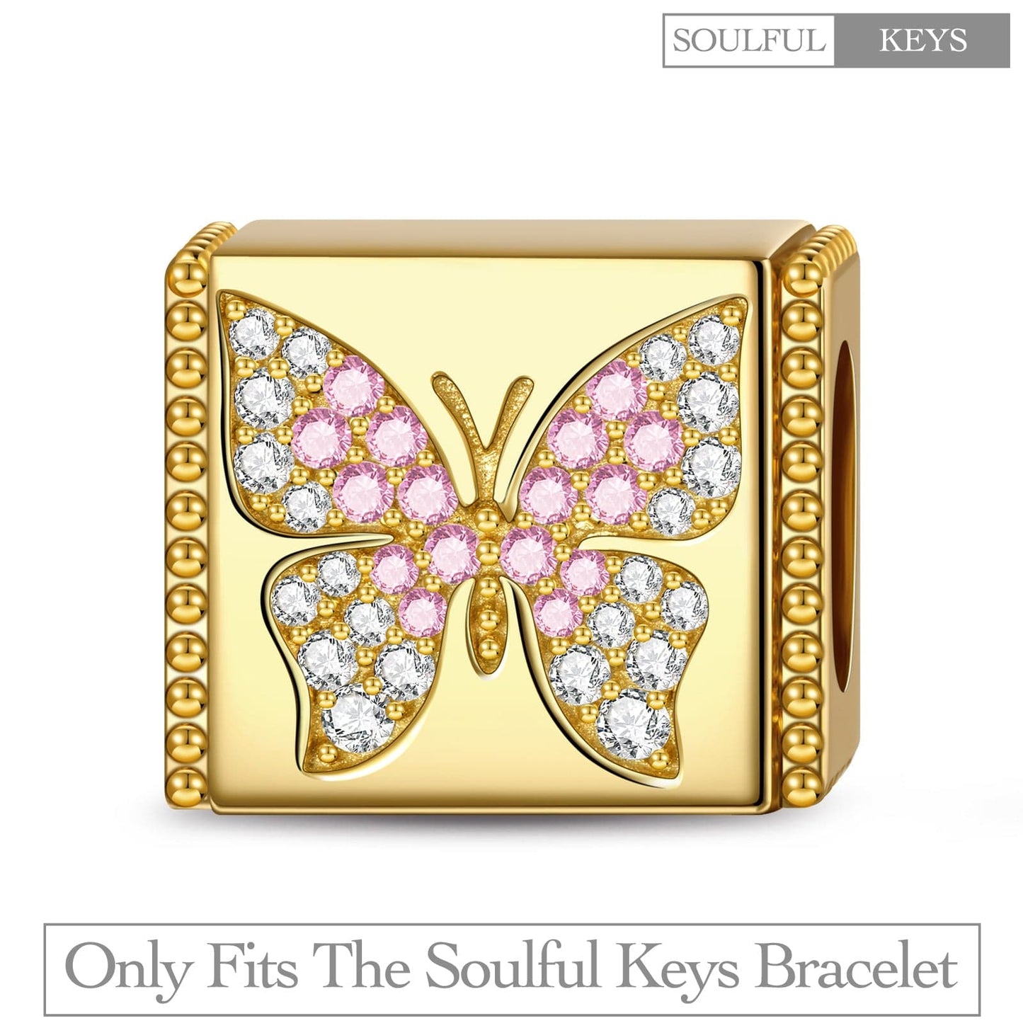 Fluttering Butterfly Tarnish-resistant Silver Rectangular Charms In 14K Gold Plated