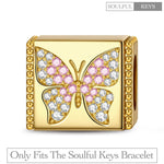 Fluttering Butterfly Tarnish-resistant Silver Rectangular Charms In 14K Gold Plated