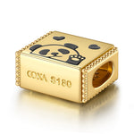 Endearing Panda Tarnish-resistant Silver Rectangular Charms With Enamel In 14K Gold Plated