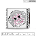 Agile Monkey Tarnish-resistant Silver Rectangular Charms In White Gold Plated