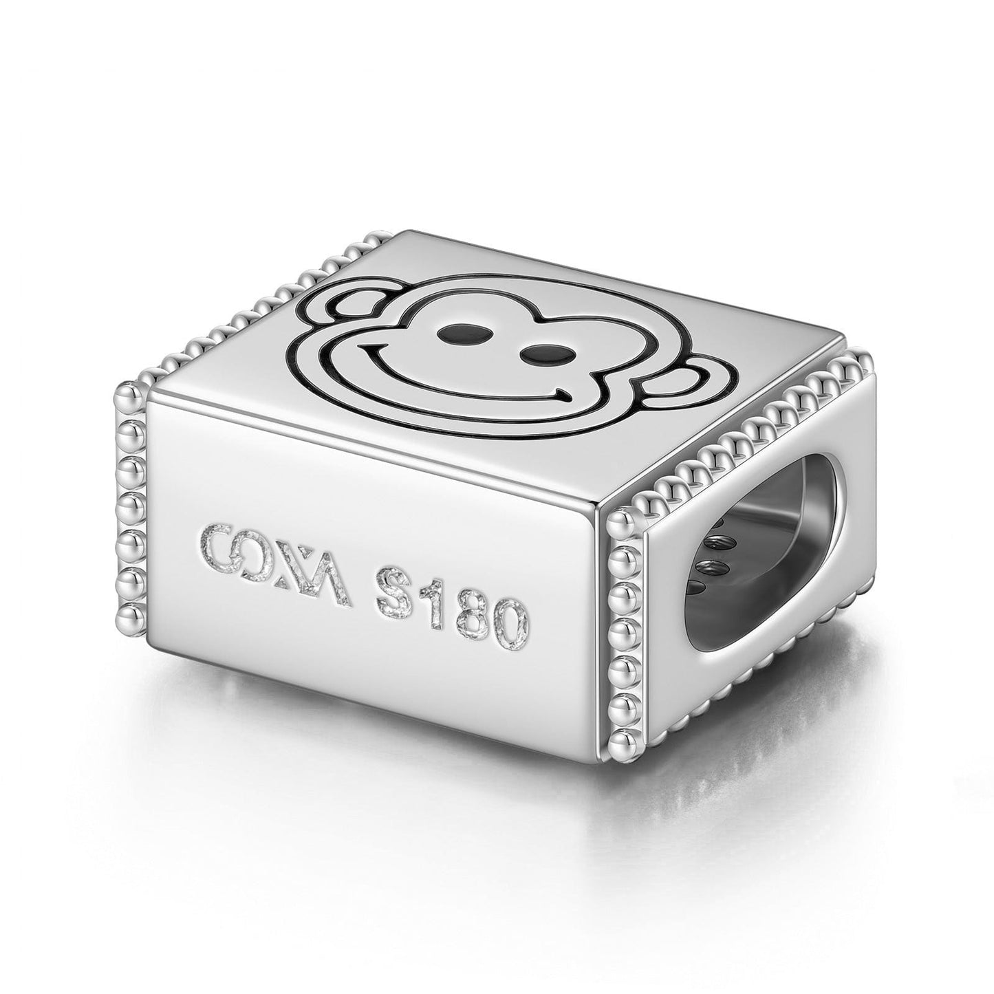 Agile Monkey Tarnish-resistant Silver Rectangular Charms In White Gold Plated