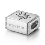 Vibrant Longhorn Beetle Tarnish-resistant Silver Rectangular Charms In White Gold Plated