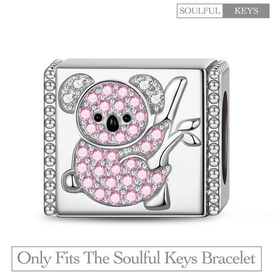 gon- Eucalyptus-loving Koala Tarnish-resistant Silver Rectangular Charms With Enamel In White Gold Plated