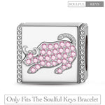 Powerful Bull Tarnish-resistant Silver Rectangular Charms In White Gold Plated