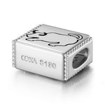 Powerful Bull Tarnish-resistant Silver Rectangular Charms In White Gold Plated