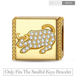 Powerful Bull Tarnish-resistant Silver Rectangular Charms In 14K Gold Plated