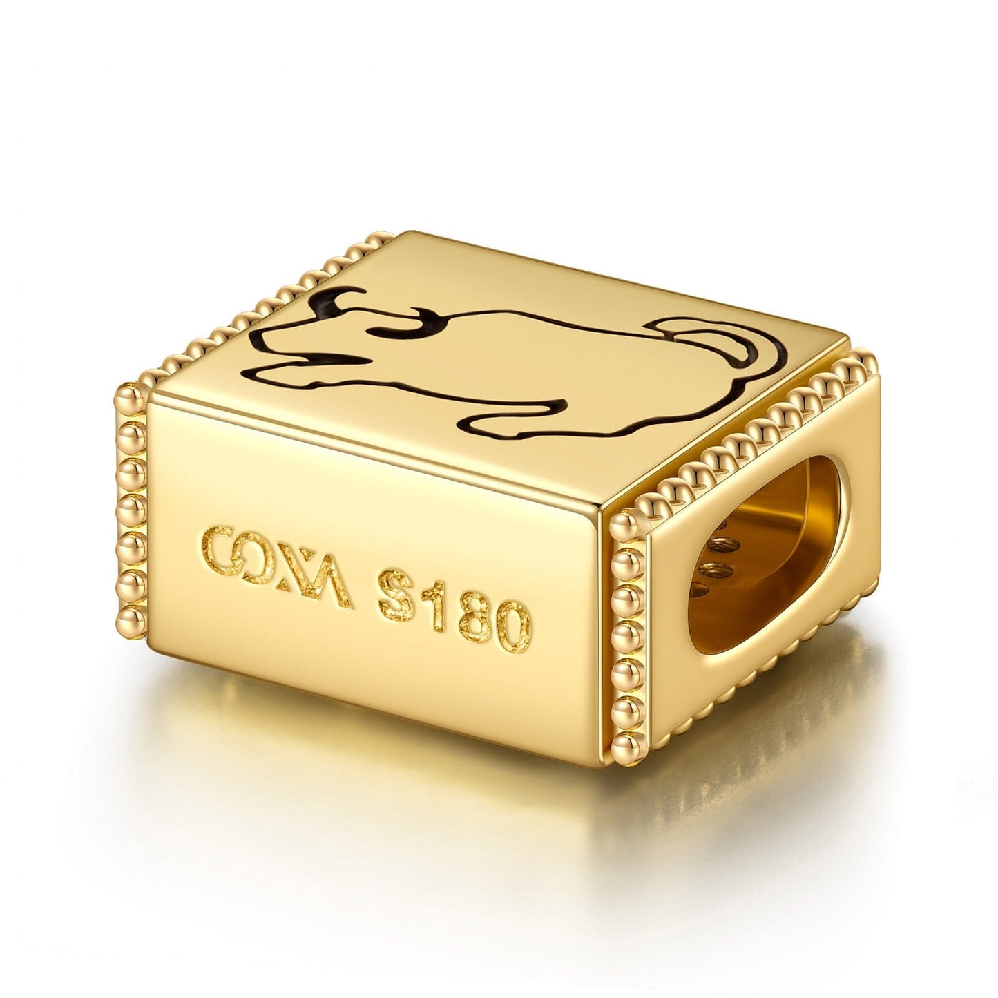 Powerful Bull Tarnish-resistant Silver Rectangular Charms In 14K Gold Plated