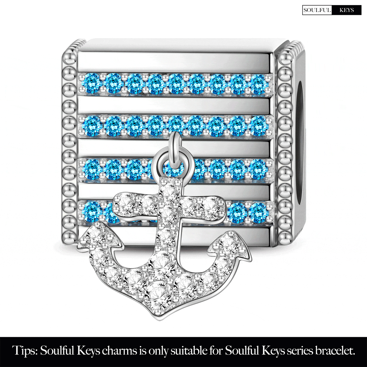 Oceanic Treasures Tarnish-resistant Silver Rectangular Charms In White Gold Plated