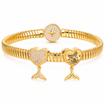 Graceful Mermaid Tarnish-resistant Silver Rectangular Dangle Charms In 14K Gold Plated