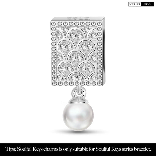gon- Mermaid's Pearls Tarnish-resistant Silver Rectangular Charms In White Gold Plated