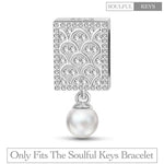 Mermaid's Pearls Tarnish-resistant Silver Rectangular Dangle Charms In White Gold Plated