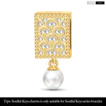 Mermaid's Pearls Tarnish-resistant Silver Rectangular Charms In 14K Gold Plated