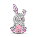 Shinning Easter Bunny Tarnish-resistant Silver Charms With Enamel In White Gold Plated