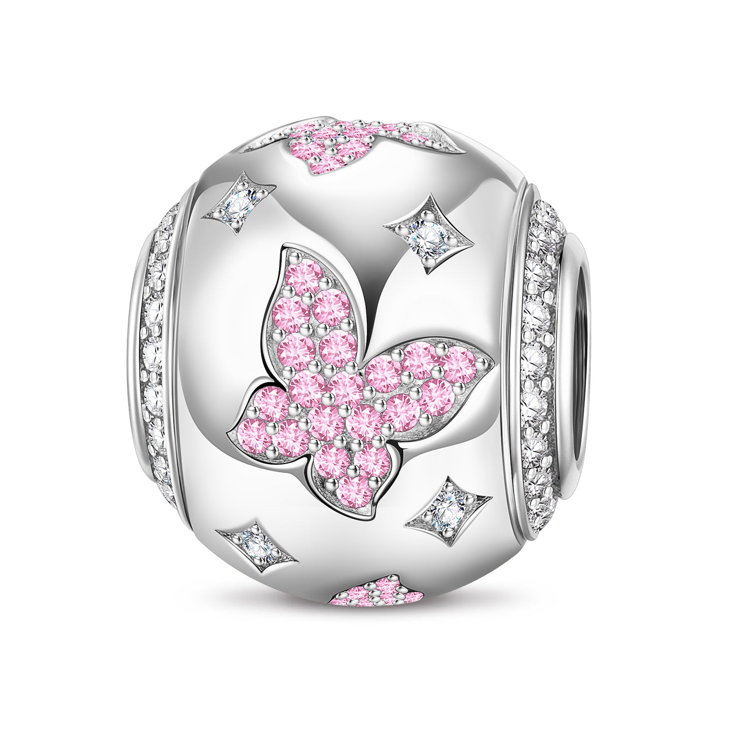 Starslit Butterfly Tarnish-resistant Silver Charms In White Gold Plated