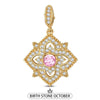 Quatrefoil Rose October Birthstone Tarnish-resistant Silver Dangle Charms In 14K Gold Plated