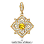 Quatrefoil Rose November Birthstone Tarnish-resistant Silver Charms In 14K Gold Plated