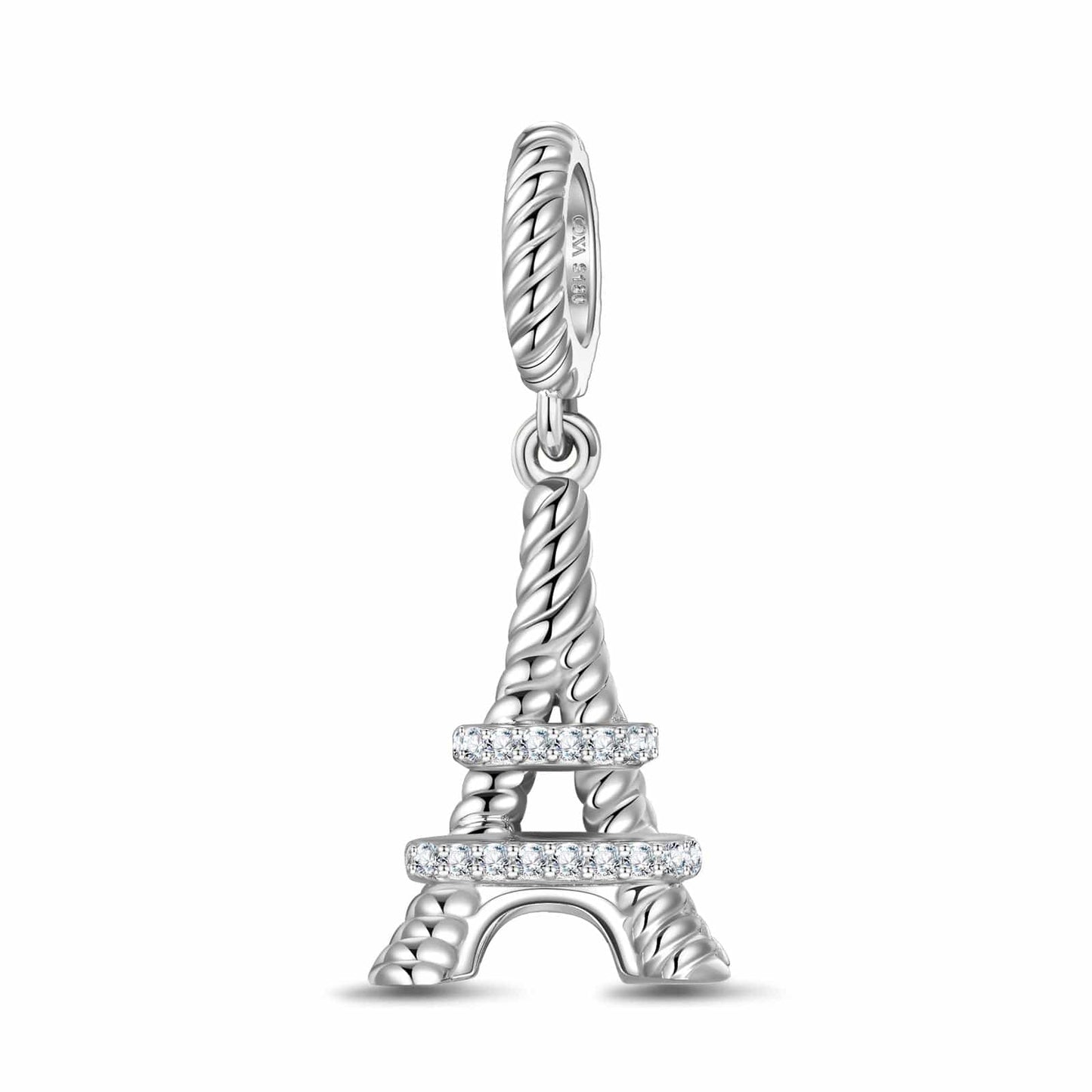 Eiffel Tower Tarnish-resistant Silver Charms In White Gold Plated