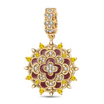 Clover Blossom Tarnish-resistant Silver Charms With Enamel In 14K Gold Plated