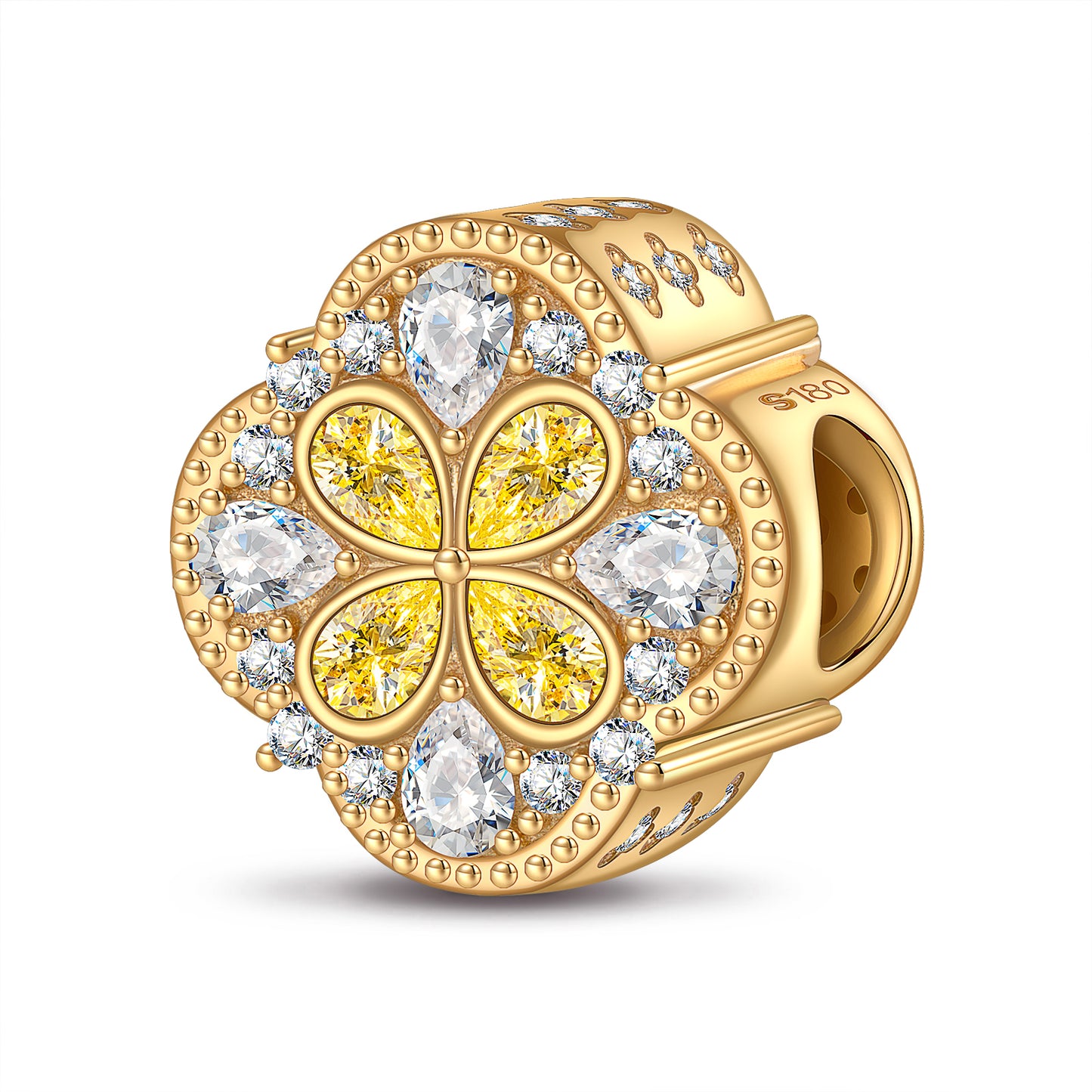 Clover Shining Tarnish-resistant Silver Charms In 14K Gold Plated
