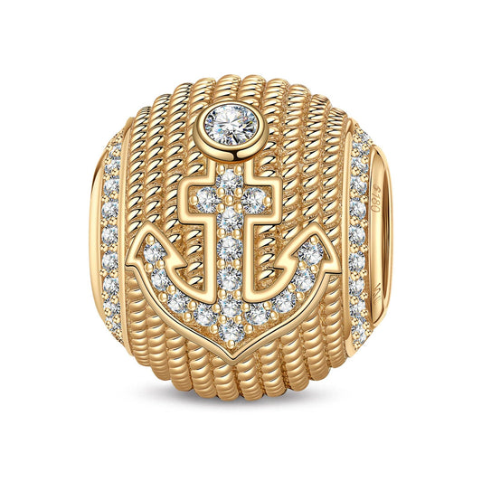 gon- Heart Anchor Tarnish-resistant Silver Charms In 14K Gold Plated