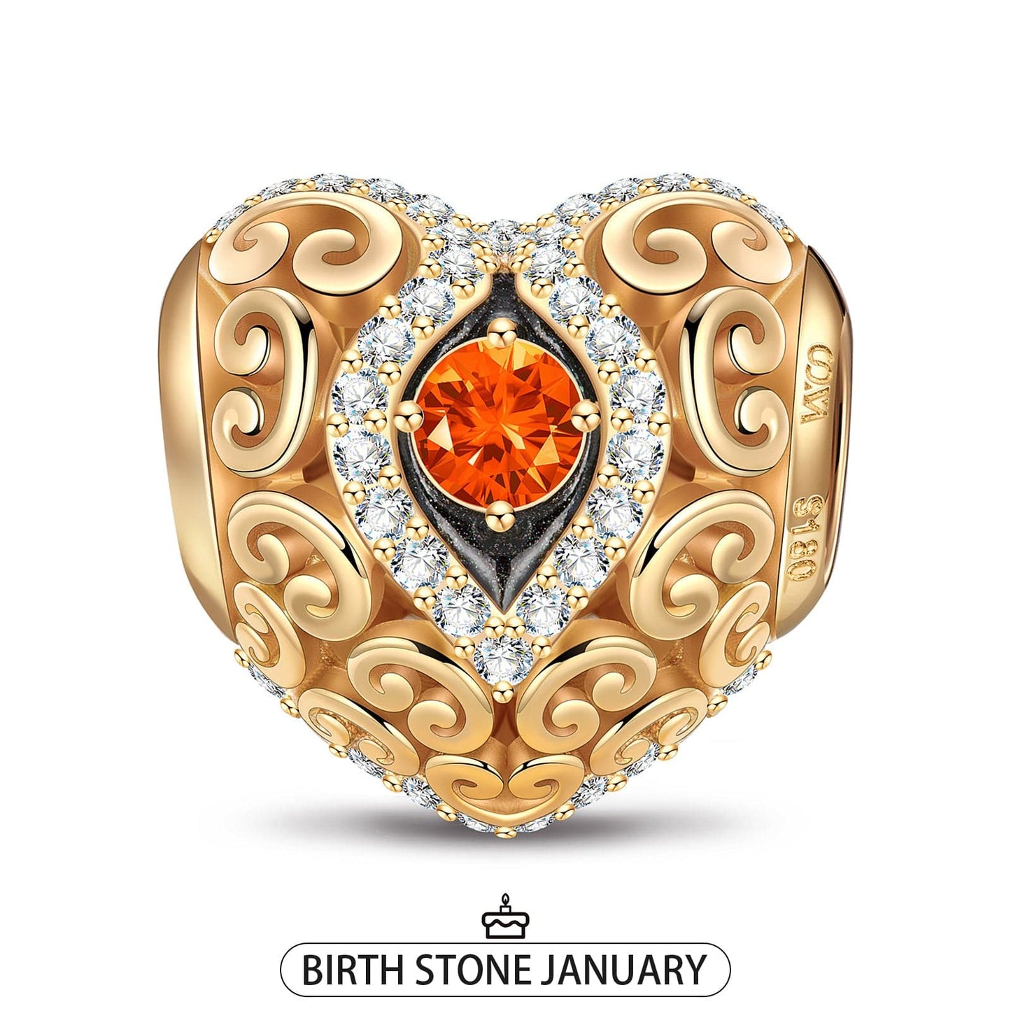 Heart of Grace January Birthstone Tarnish-resistant Silver Charms With Enamel In 14K Gold Plated