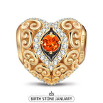 Heart of Grace January Birthstone Tarnish-resistant Silver Charms With Enamel In 14K Gold Plated