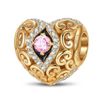 Heart of Grace October Birthstone Tarnish-resistant Silver Charms With Enamel In 14K Gold Plated