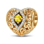Heart of Grace November Birthstone Tarnish-resistant Silver Charms With Enamel In 14K Gold Plated