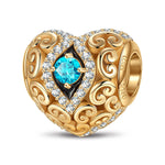 Heart of Grace March Birthstone Tarnish-resistant Silver Charms With Enamel In 14K Gold Plated