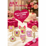 Heart of Grace July Birthstone Tarnish-resistant Silver Charms With Enamel In 14K Gold Plated