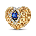 Heart of Grace September Birthstone Tarnish-resistant Silver Charms With Enamel In 14K Gold Plated