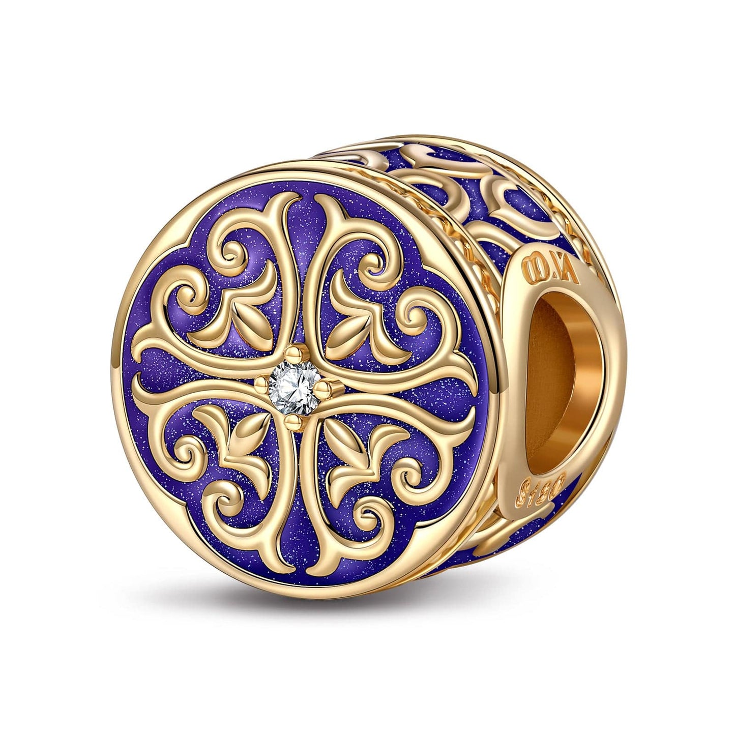 Regal Purple Petals Tarnish-resistant Silver Charms With Enamel In 14K Gold Plated