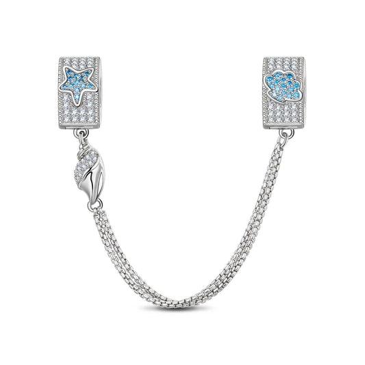 gon- Starfish and Seashell Tarnish-resistant Silver Safety Chain In White Gold Plated