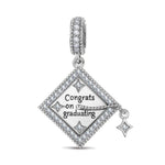 Congrats on Graduating Tarnish-resistant Silver Charms In White Gold Plated