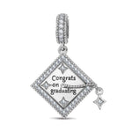 Congrats on Graduating Tarnish-resistant Silver Dangle Charms In White Gold Plated