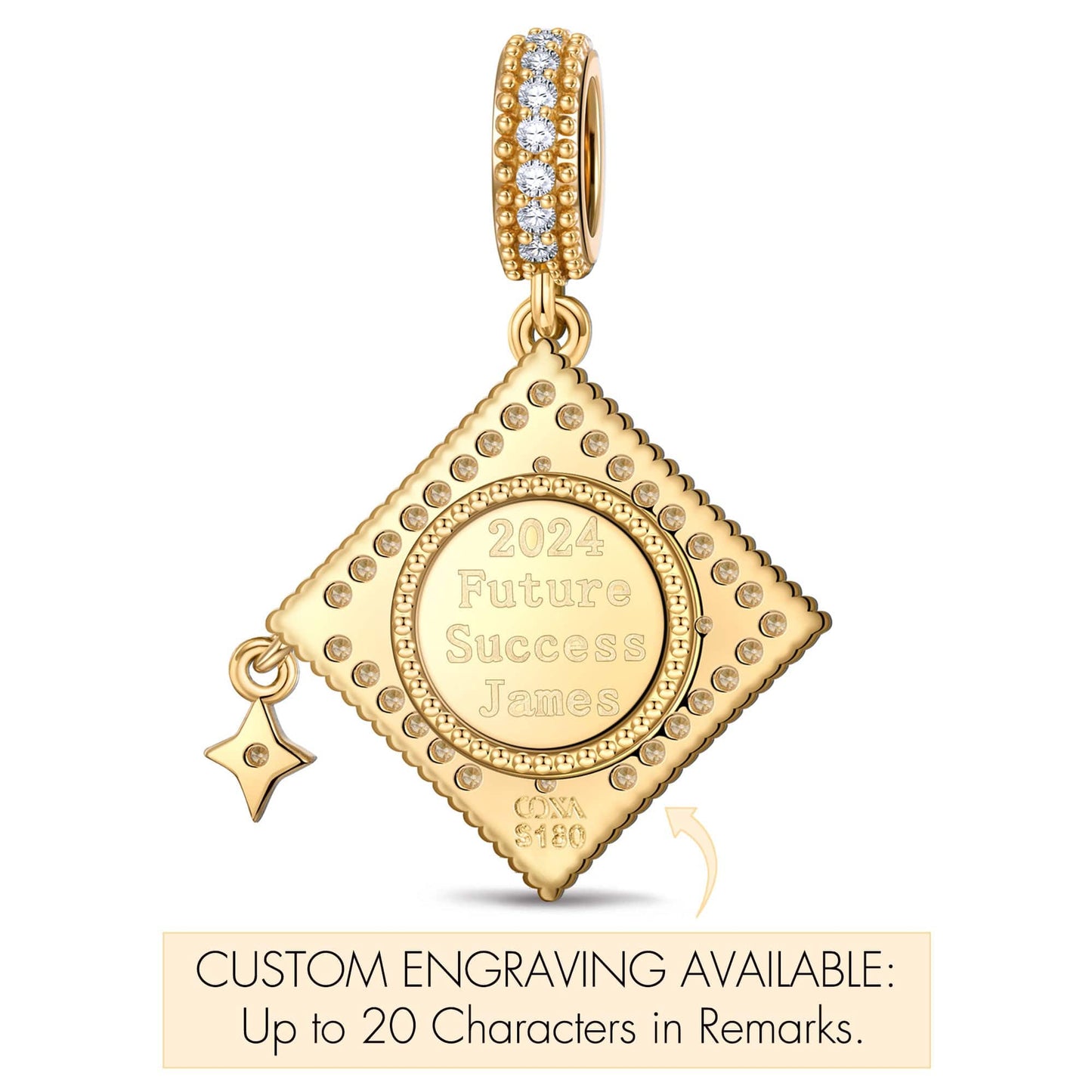 Congrats on Graduating Tarnish-resistant Silver Dangle Charms In 14K Gold Plated