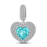 Ocean Heart Tarnish-resistant Silver Dangle Charms In White Gold Plated