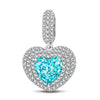 Ocean Heart Tarnish-resistant Silver Dangle Charms In White Gold Plated